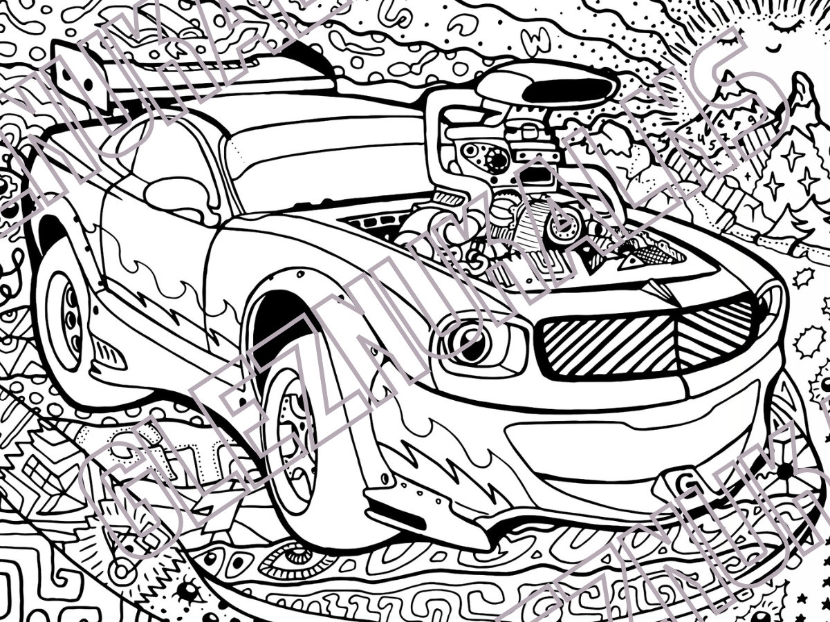 Hand drawn Muscle Cars Coloring Pages With 33 Detailed Designs 