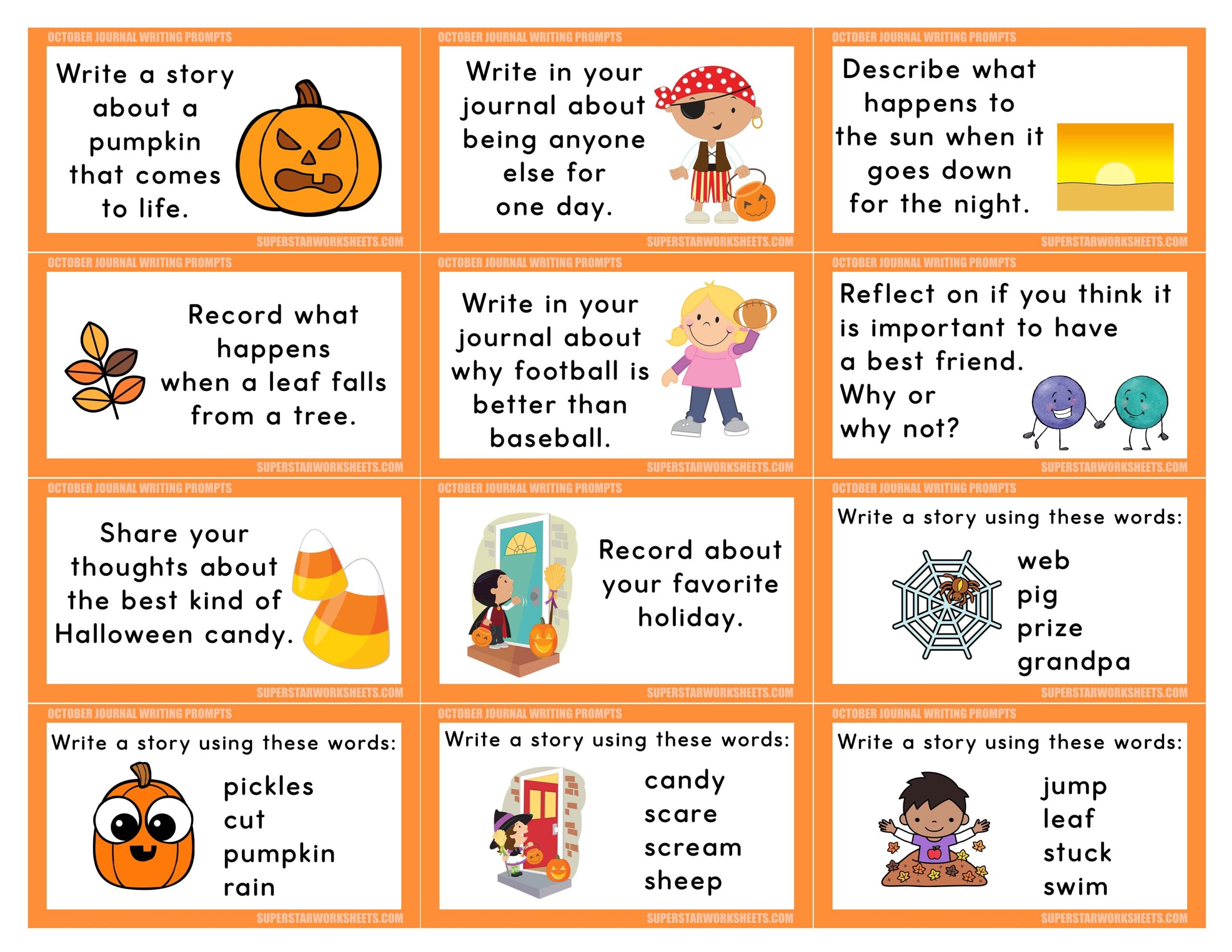 Journal Writing Prompts Superstar Worksheets