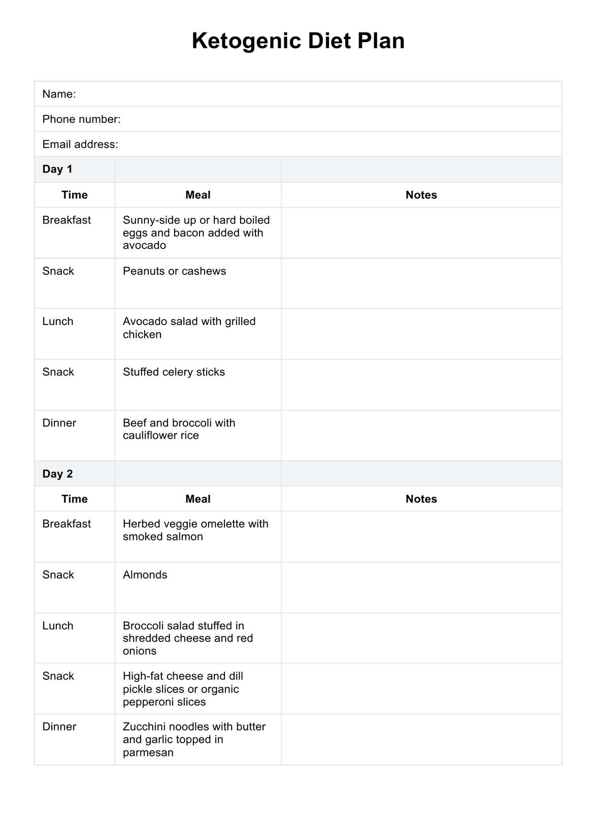 Ketogenic Diet Plan Template U0026 Example Free PDF Download