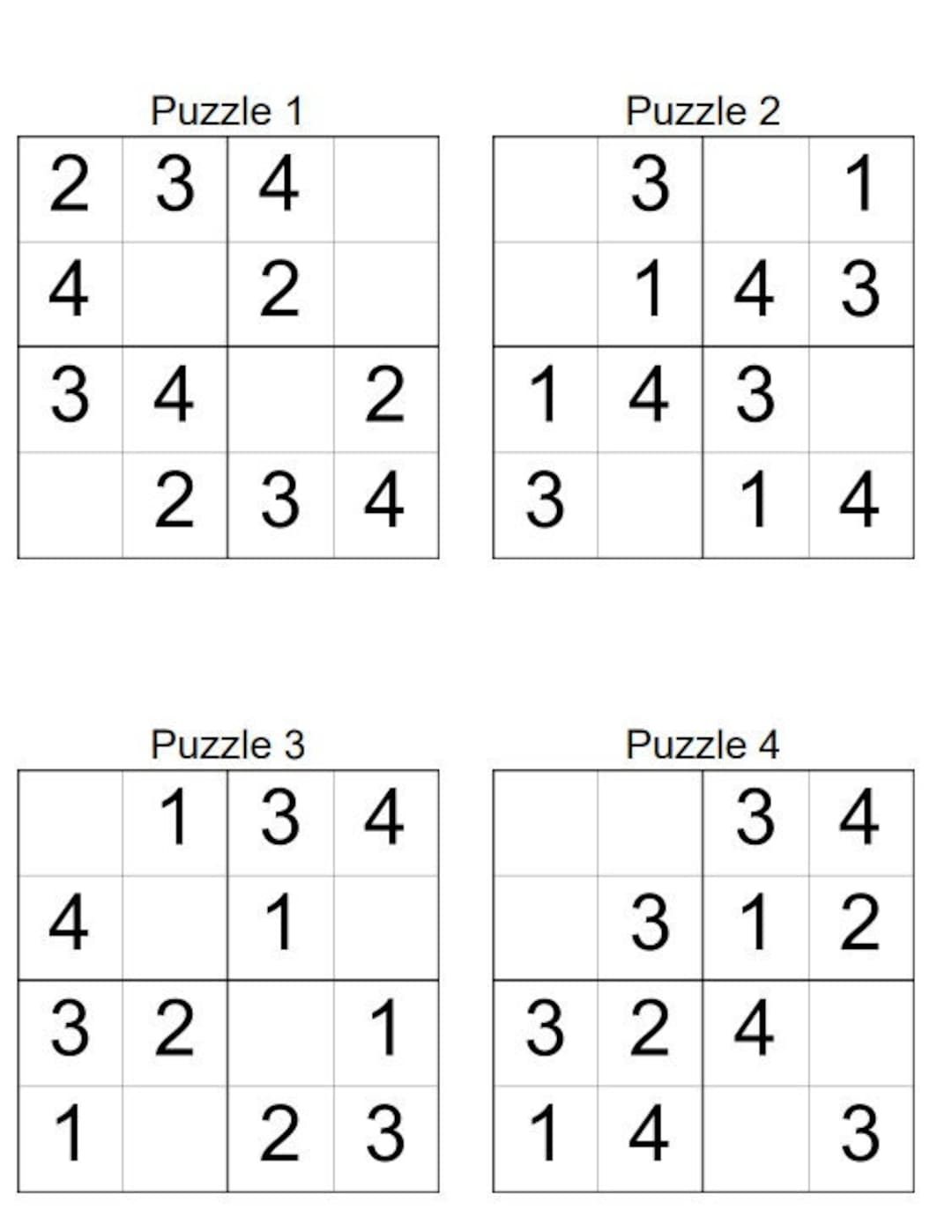 Kids Sudoku Printable