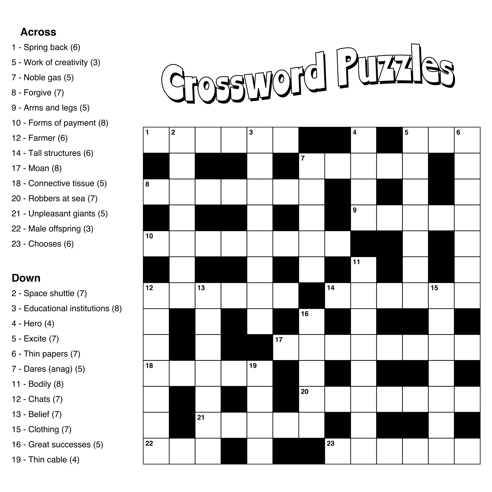 Large Print Easy Crossword Puzzles 10 Free PDF Printables  Large Print Easy Crossword Puzzles 10 Free PDF Printables