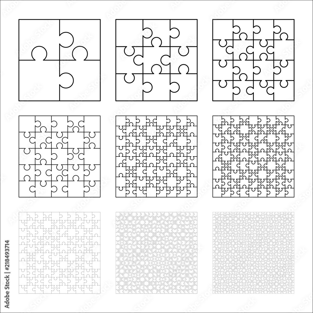 Large Set Of White Puzzles Pieces In Square Shape Jigsaw Puzzle 