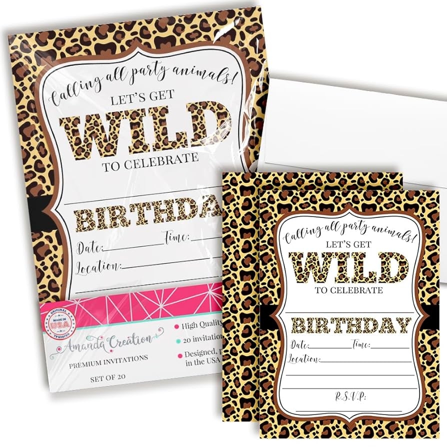 Leopard Print Wild Birthday Party Invitations 20 5
