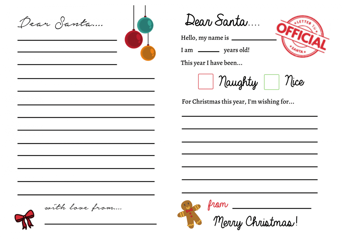 printable to santa letter printable to santa letter