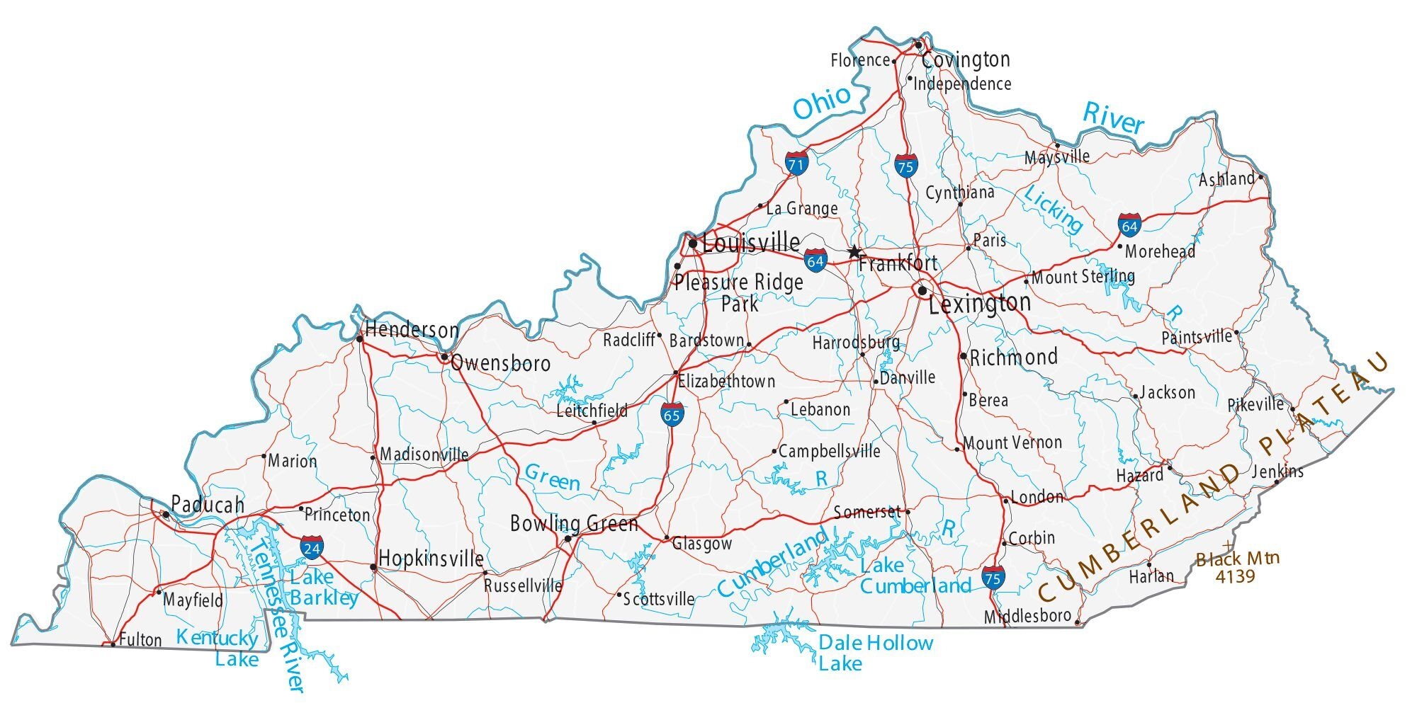 Printable Map Of Kentucky Cities