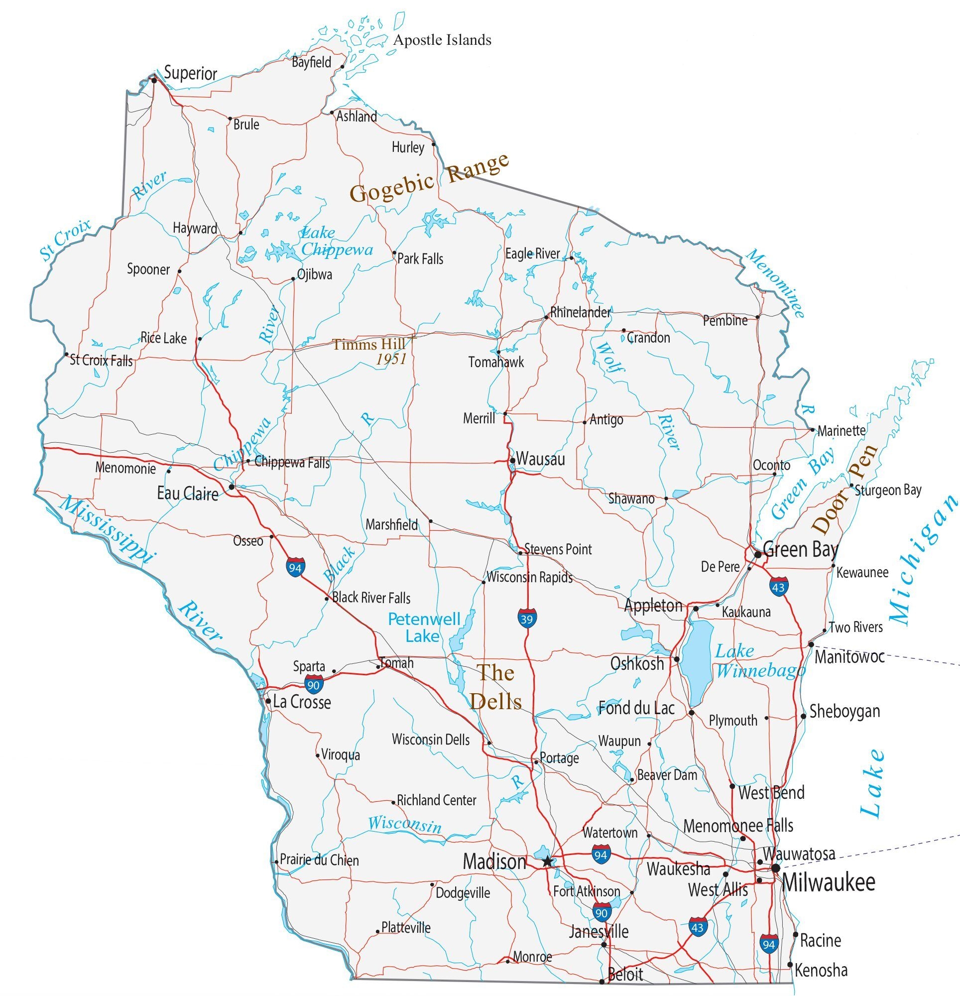 Wisconsin State Map Printable