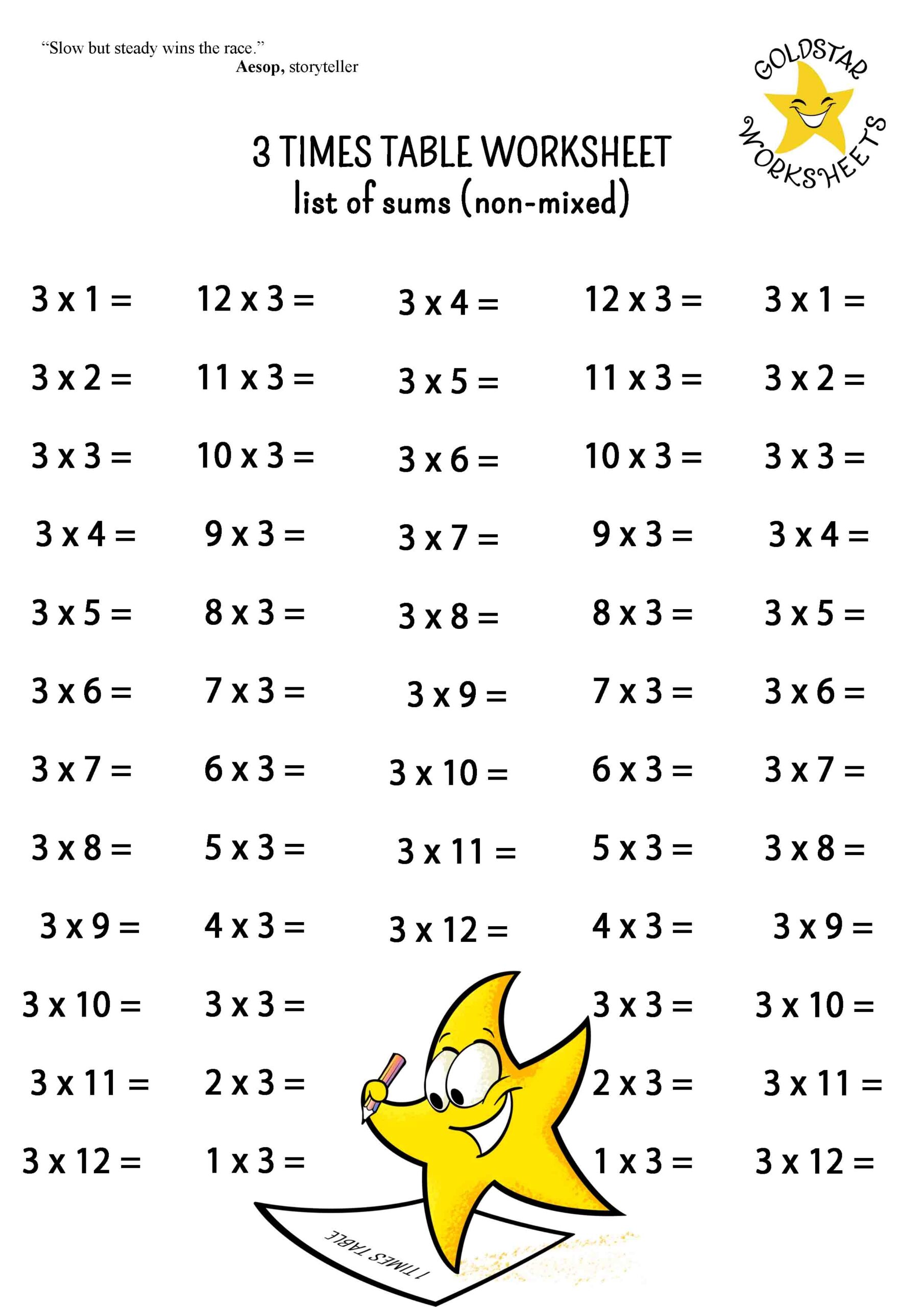 times table sheet printable