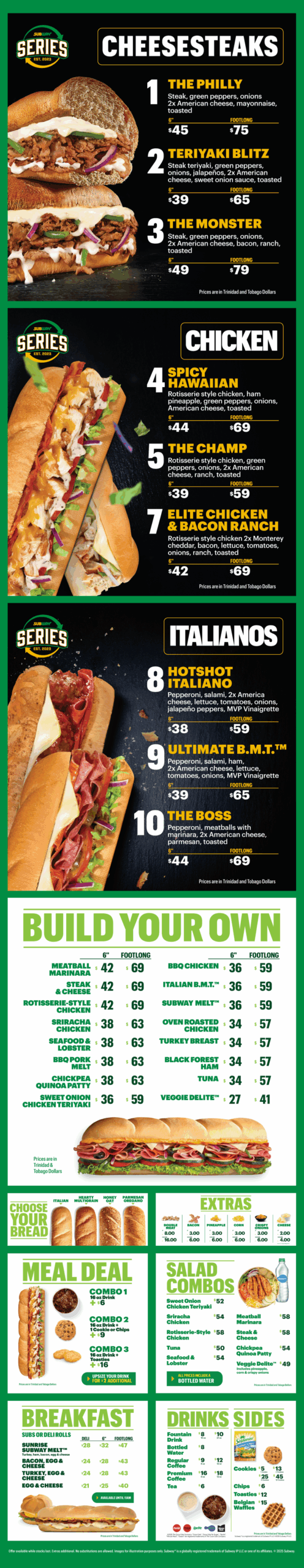 Menu Subway Trinidad And Tobago
