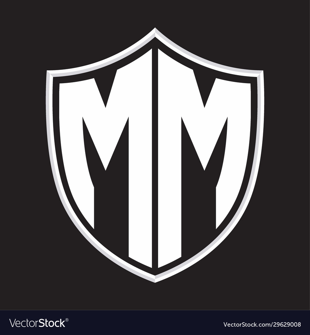 Mm Logo Monogram With Shield Shape Isolated Vector Image