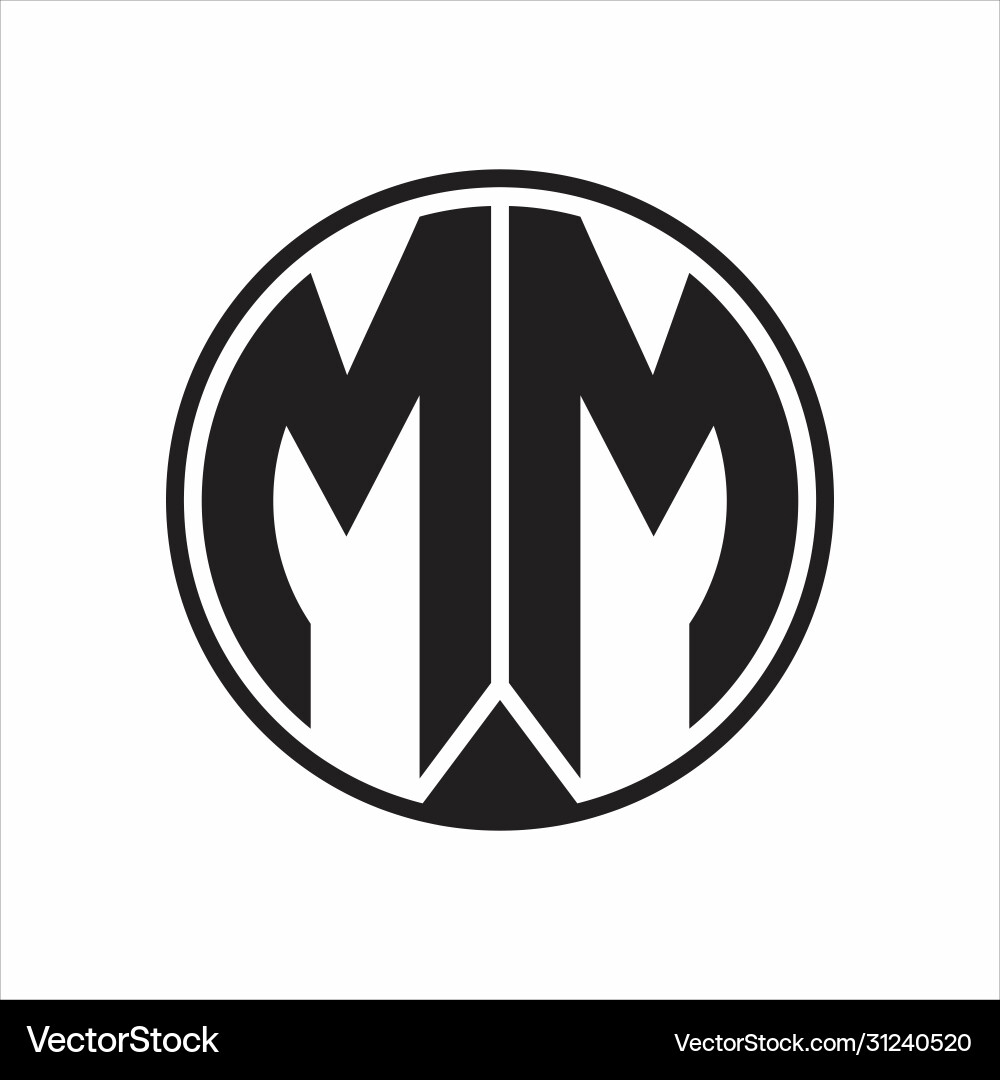 MM Monogram Logo Circle U0026 Ribbon Royalty Free Vector