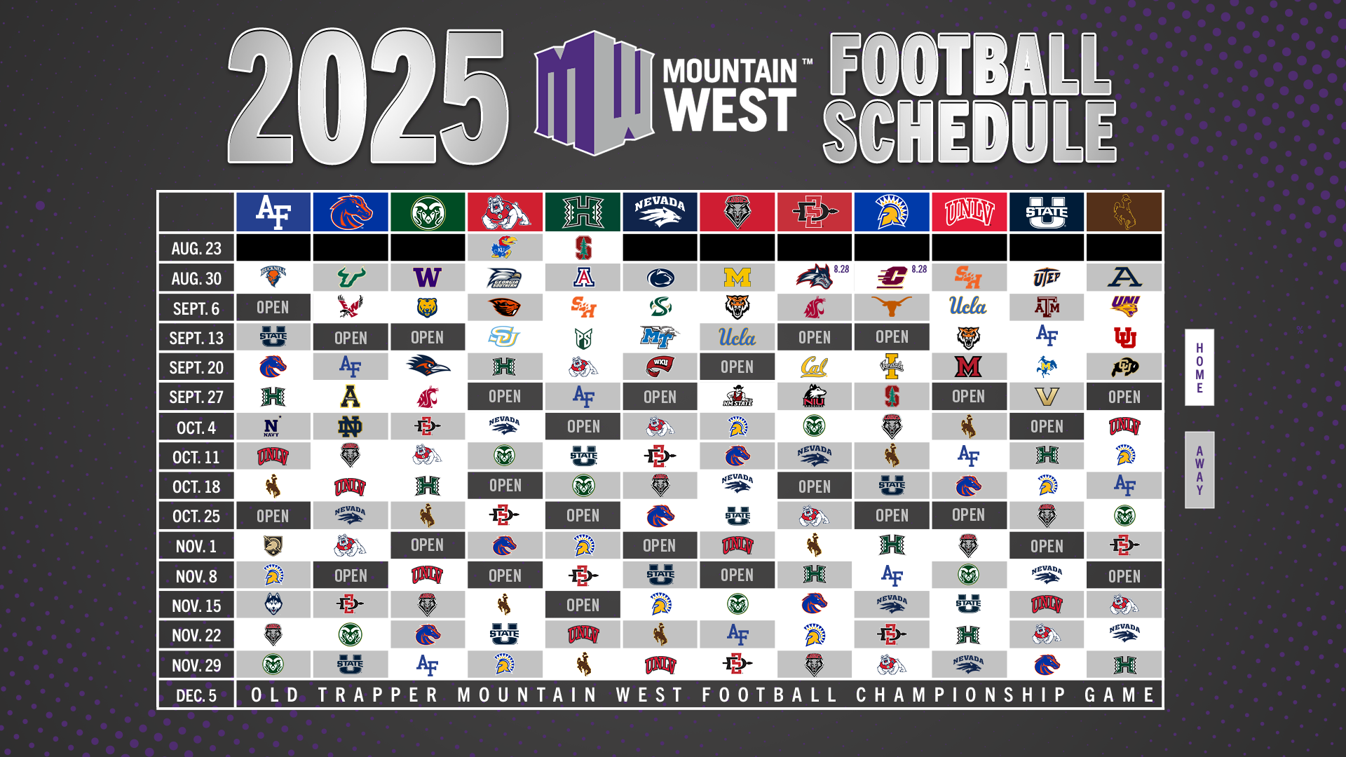 Mountain West Announces 2025 Football Schedule Mountain West Conference Mountain West Announces 2025 Football Schedule Mountain West Conference