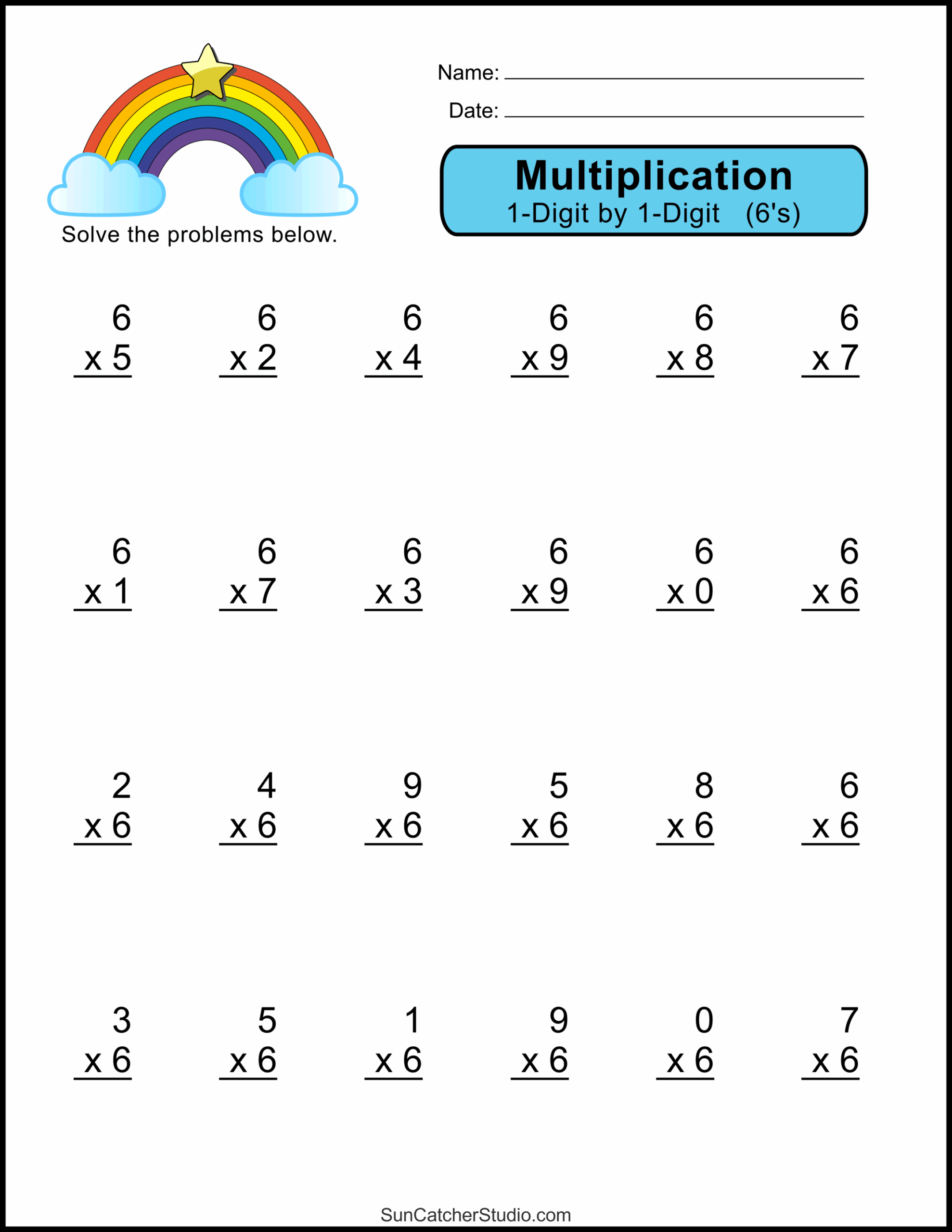 multiplication sheets printable