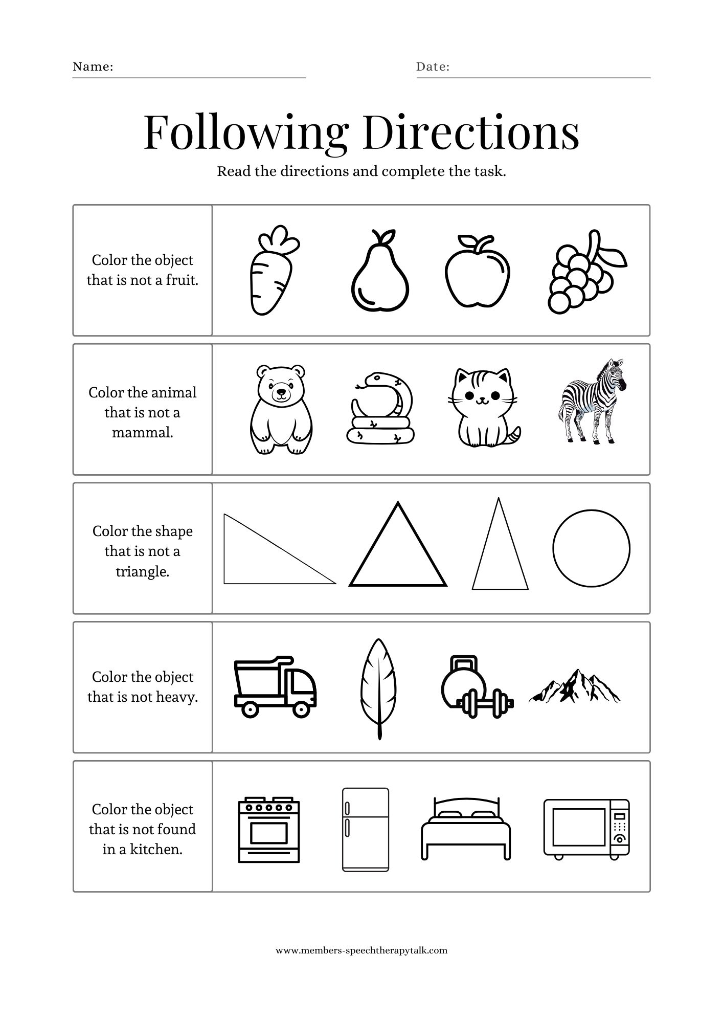printable speech therapy worksheets