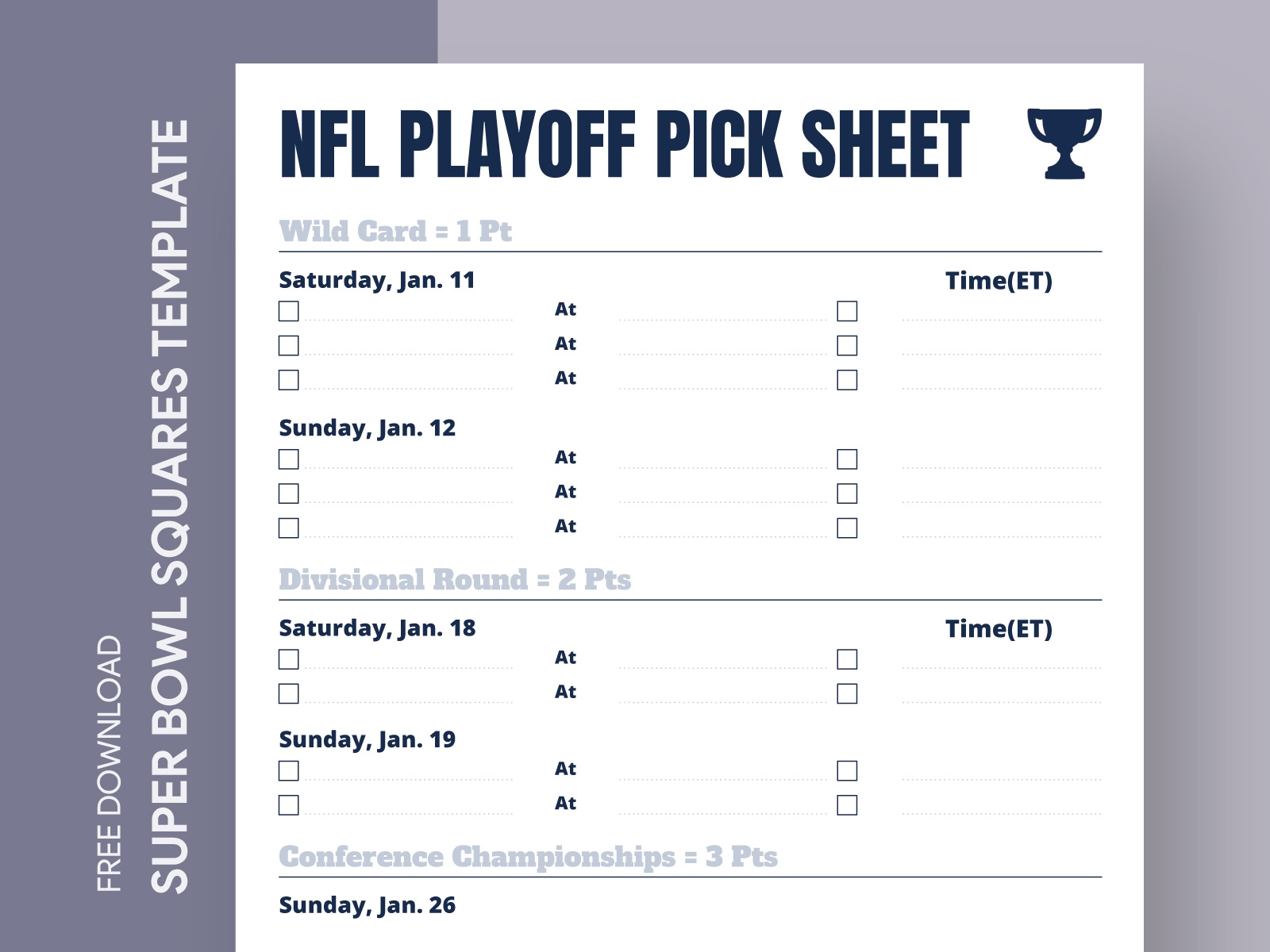 Nfl Pick Sheets Printable