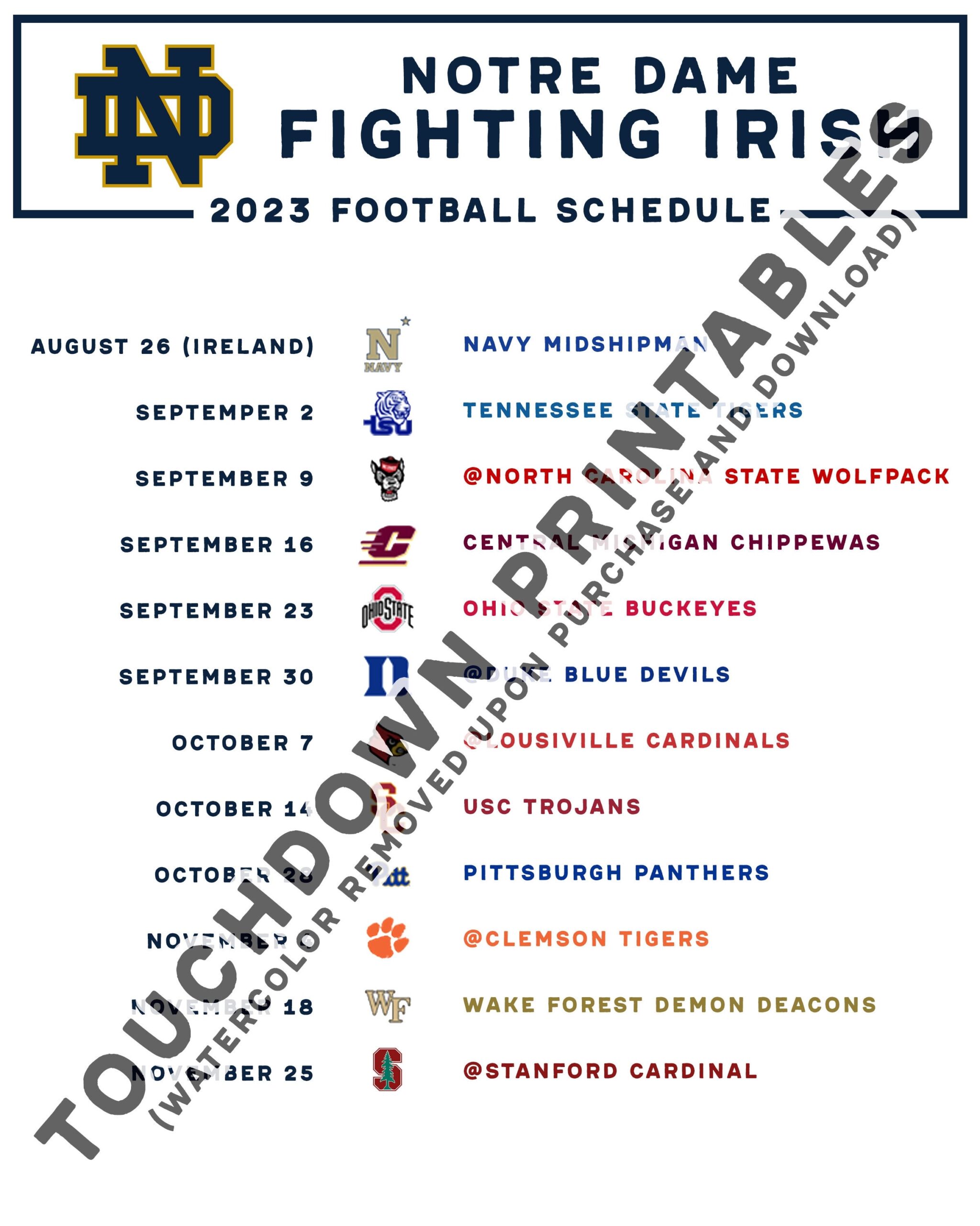 Notre Dame Football Apparel Men Notre Dame Schedule 2024 Schedule 