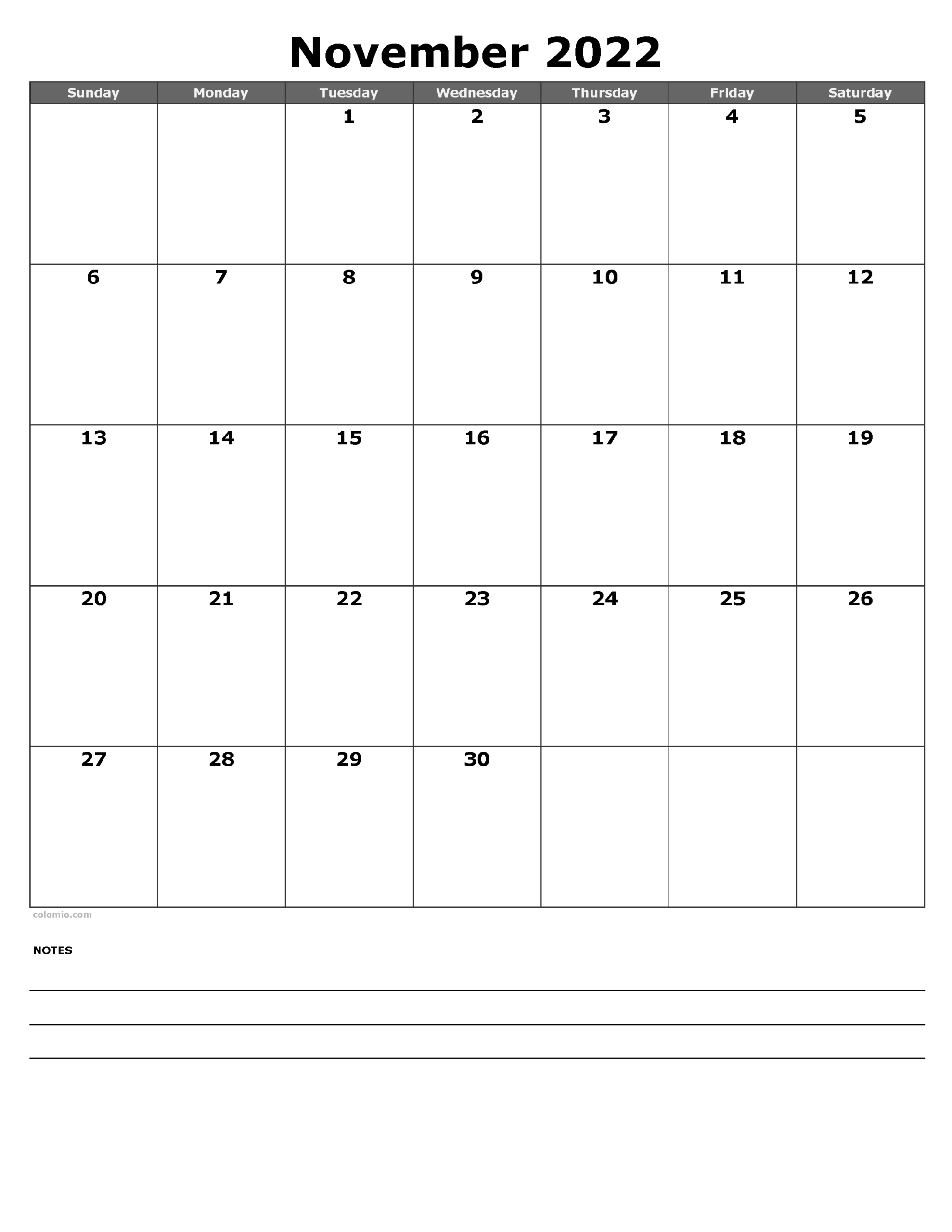 November 2025 Calendar Free Printable PDF XLS And PNG