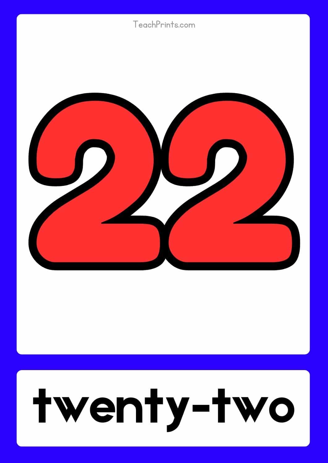 number flash cards printable