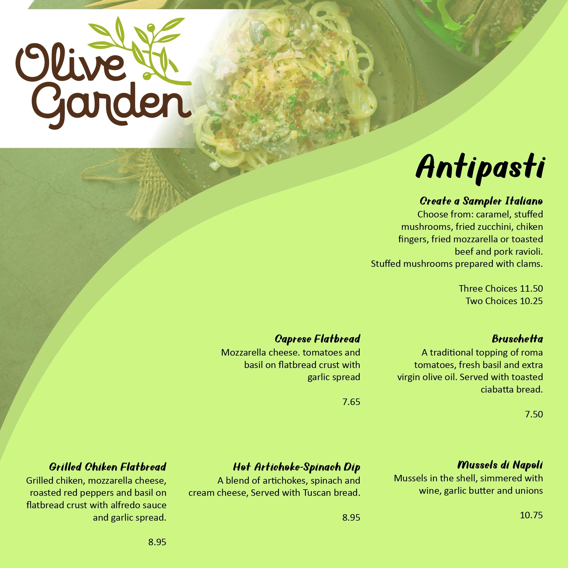 Olive Garden Menu Math Worksheets Library