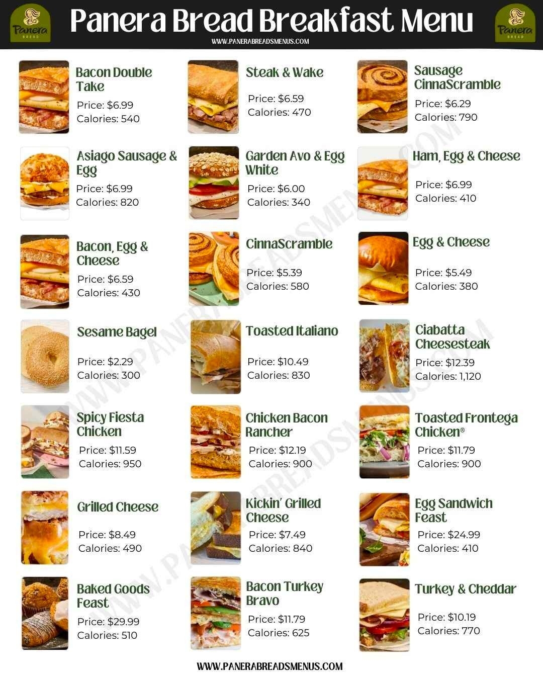 printable panera lunch menu with prices pdf
