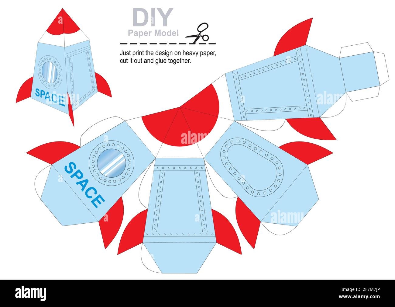 Paper Rocket Cut And Glue The Paper Spaceship Crafts Activity Page DIY Miniature Children Art Game Stock Vector Image Art Alamy