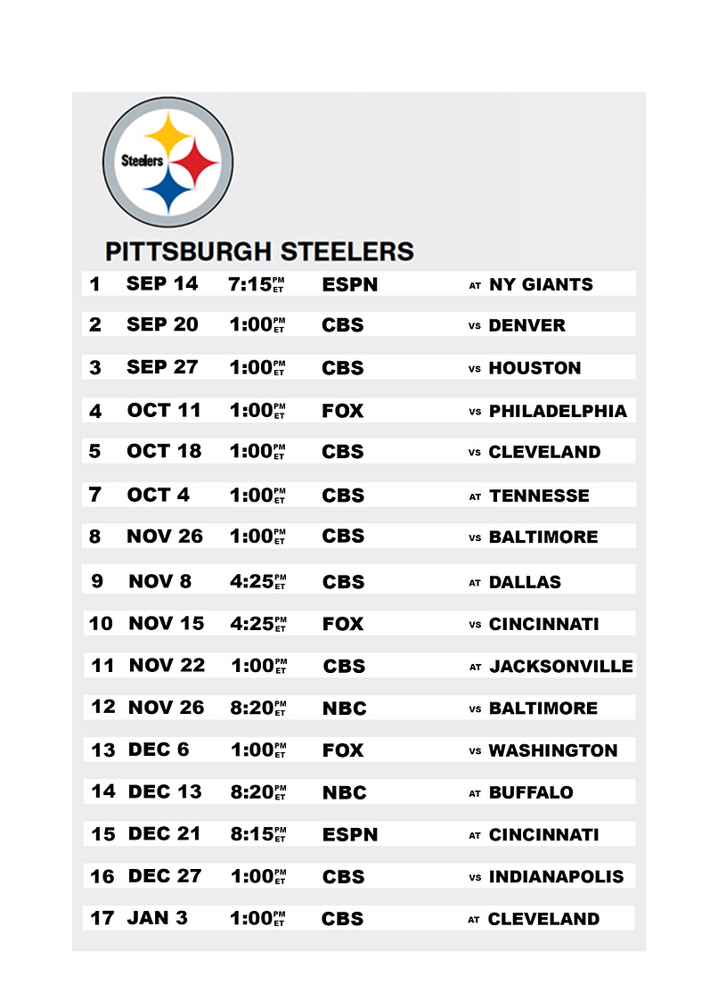 Pittsburgh Steelers Hot Sale Schedule 2020