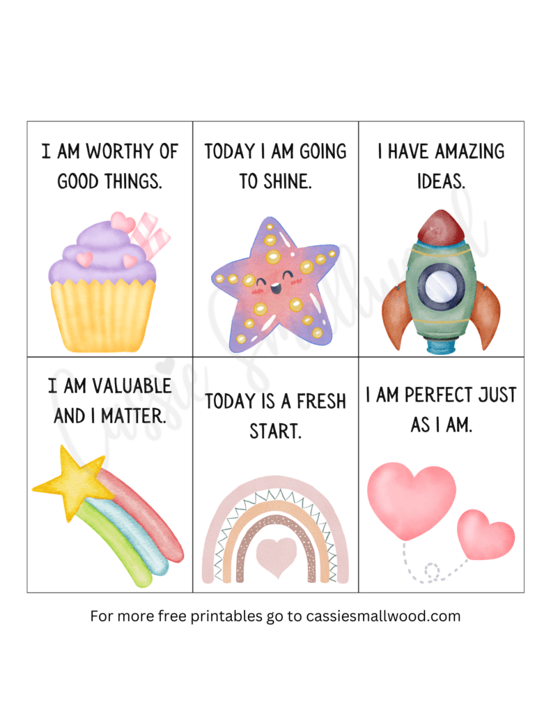 Positive Affirmations For Kids FREE PRINTABLE CARDS Cassie Smallwood