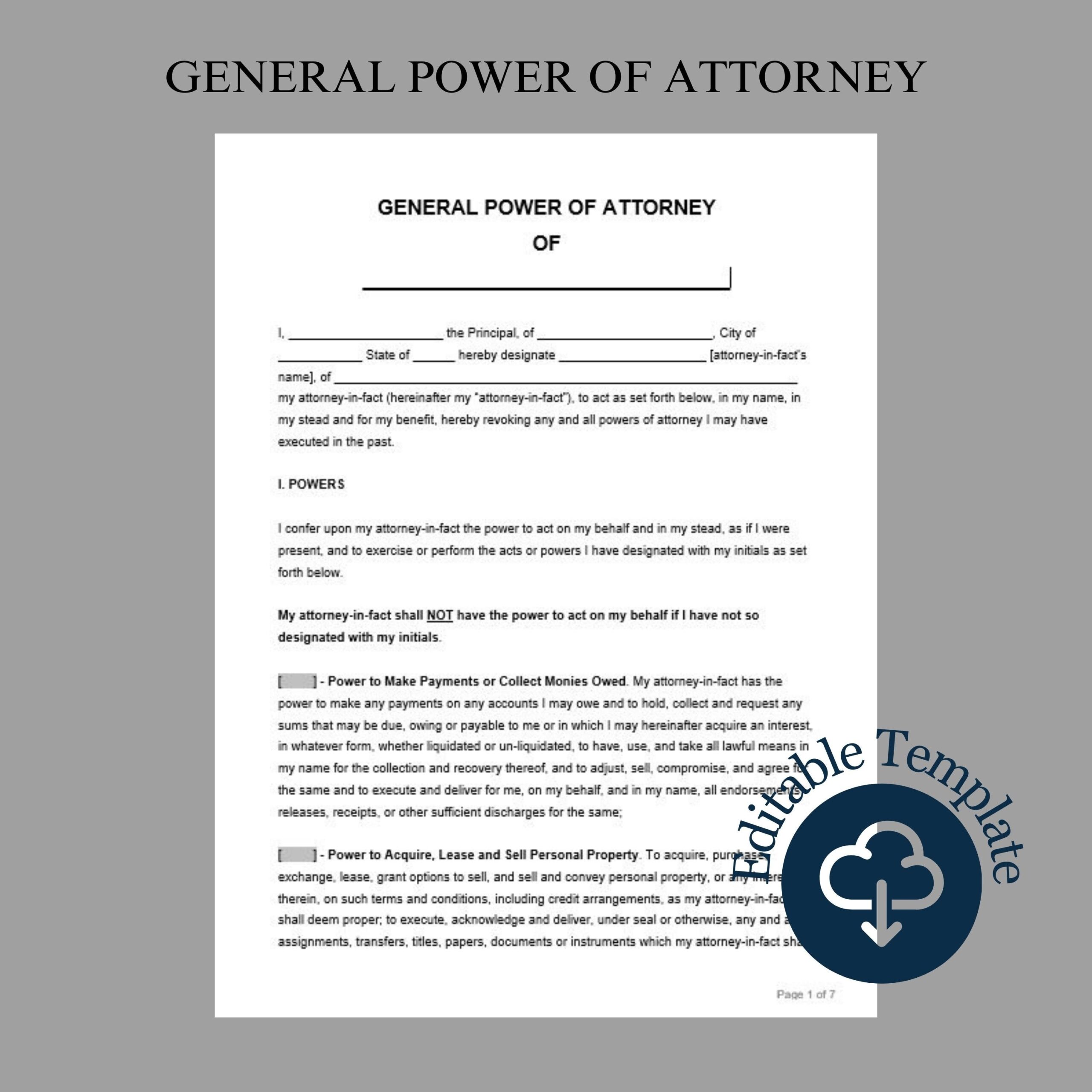 printable durable power of attorney form