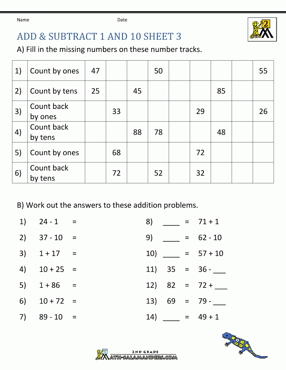 Printable Addition And Subtraction Worksheets Worksheets Library