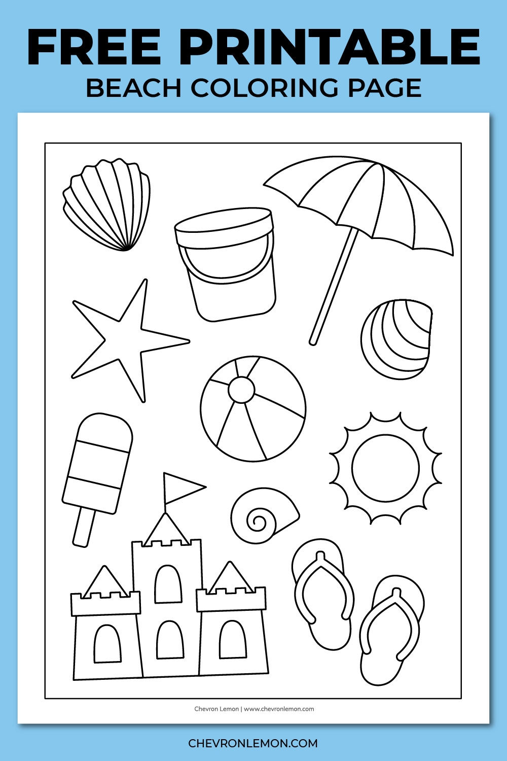 Printable Beach Coloring Page Chevron Lemon Printable Beach Coloring Page Chevron Lemon