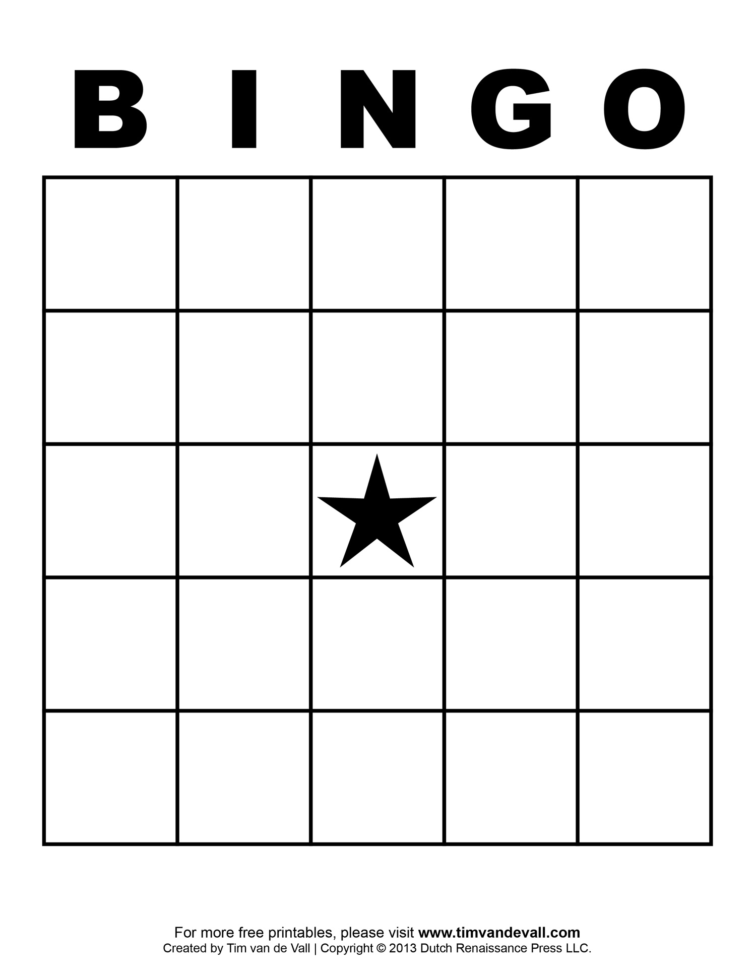 Free Printable Blank Bingo Card