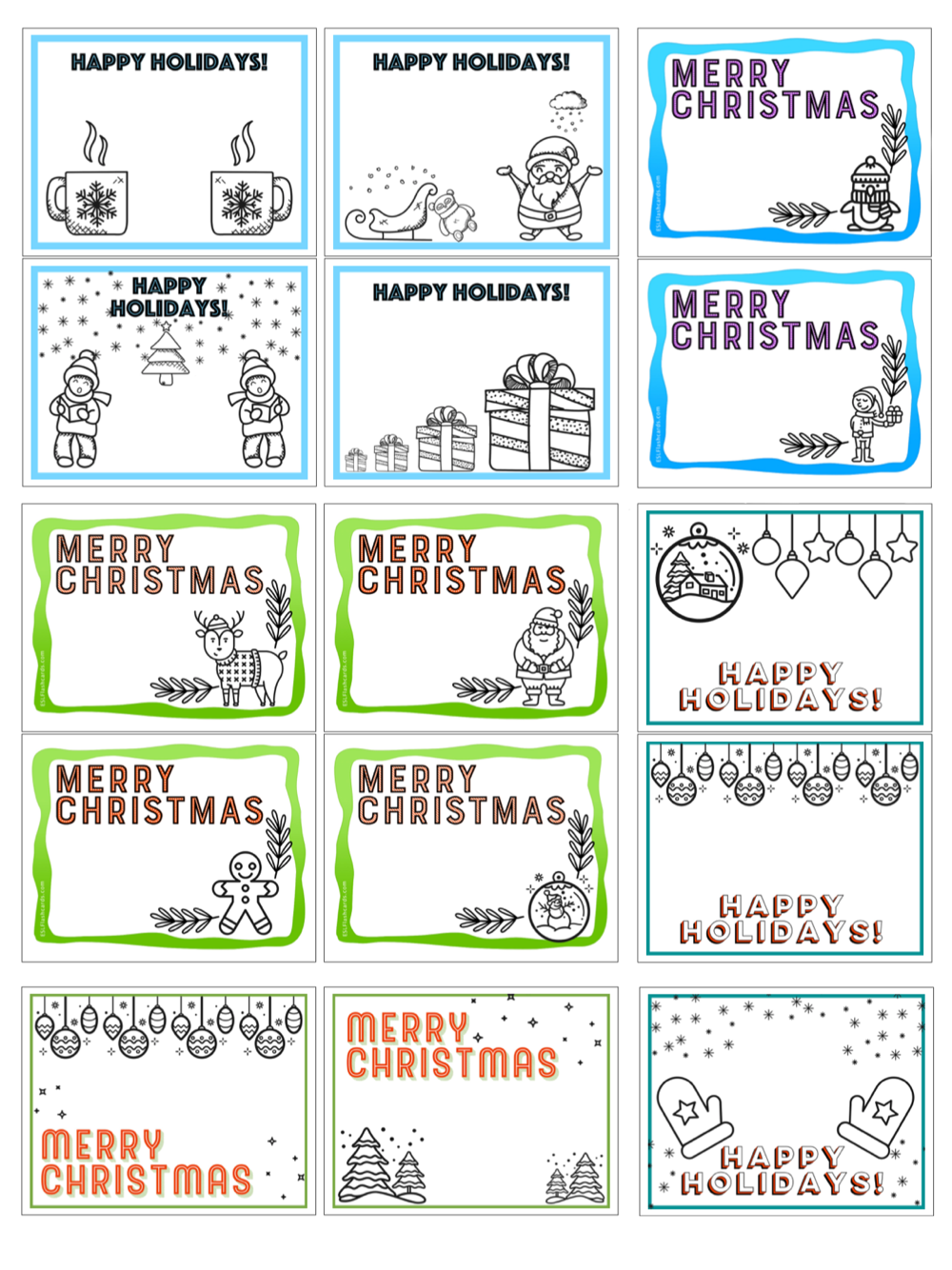 happy holiday cards printable