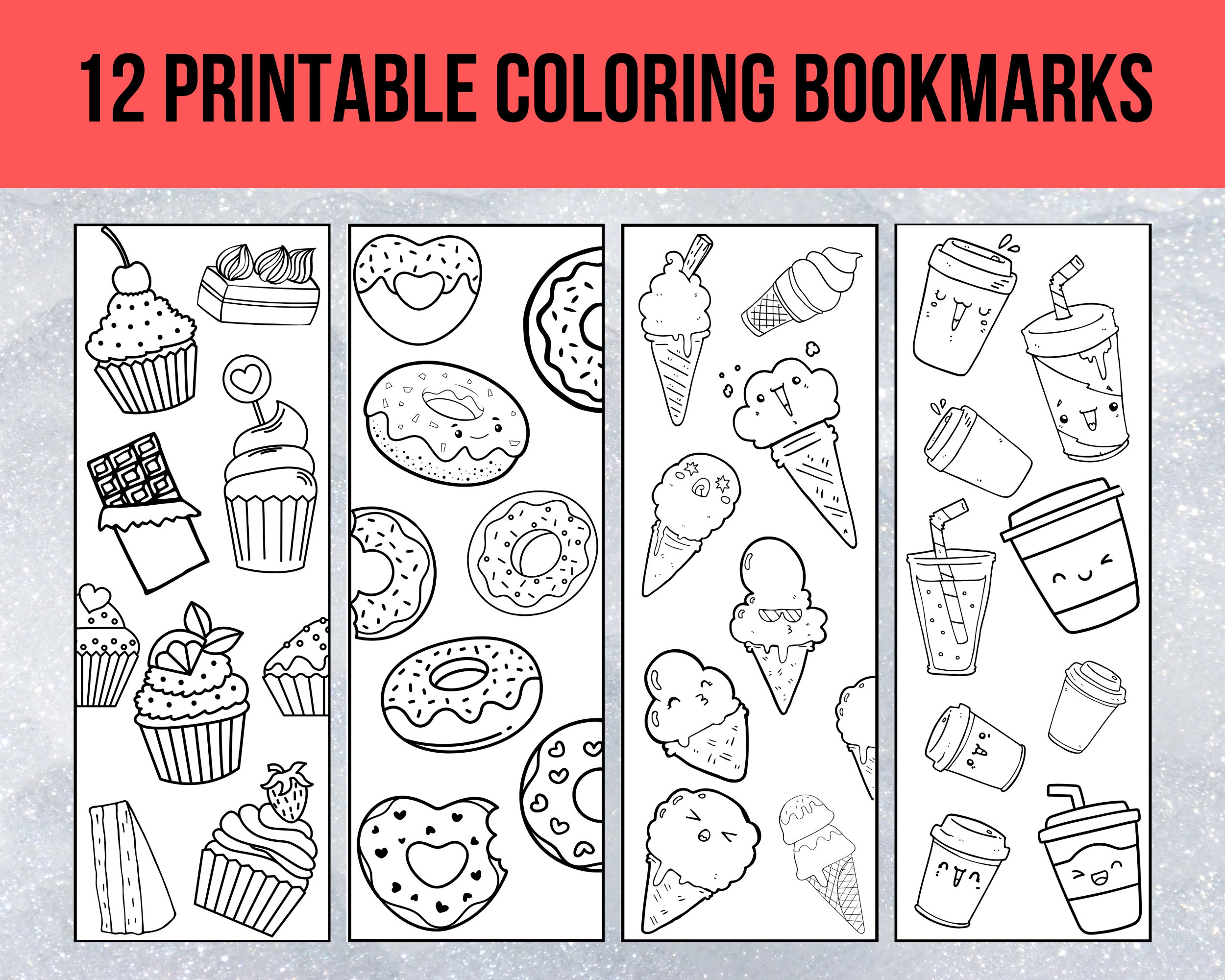 Printable Coloring Bookmarks For Kids 12 Unique Bookmark Student Teacher Gifts Cute Bookmark Set Classroom Students Homeschool Activity Etsy