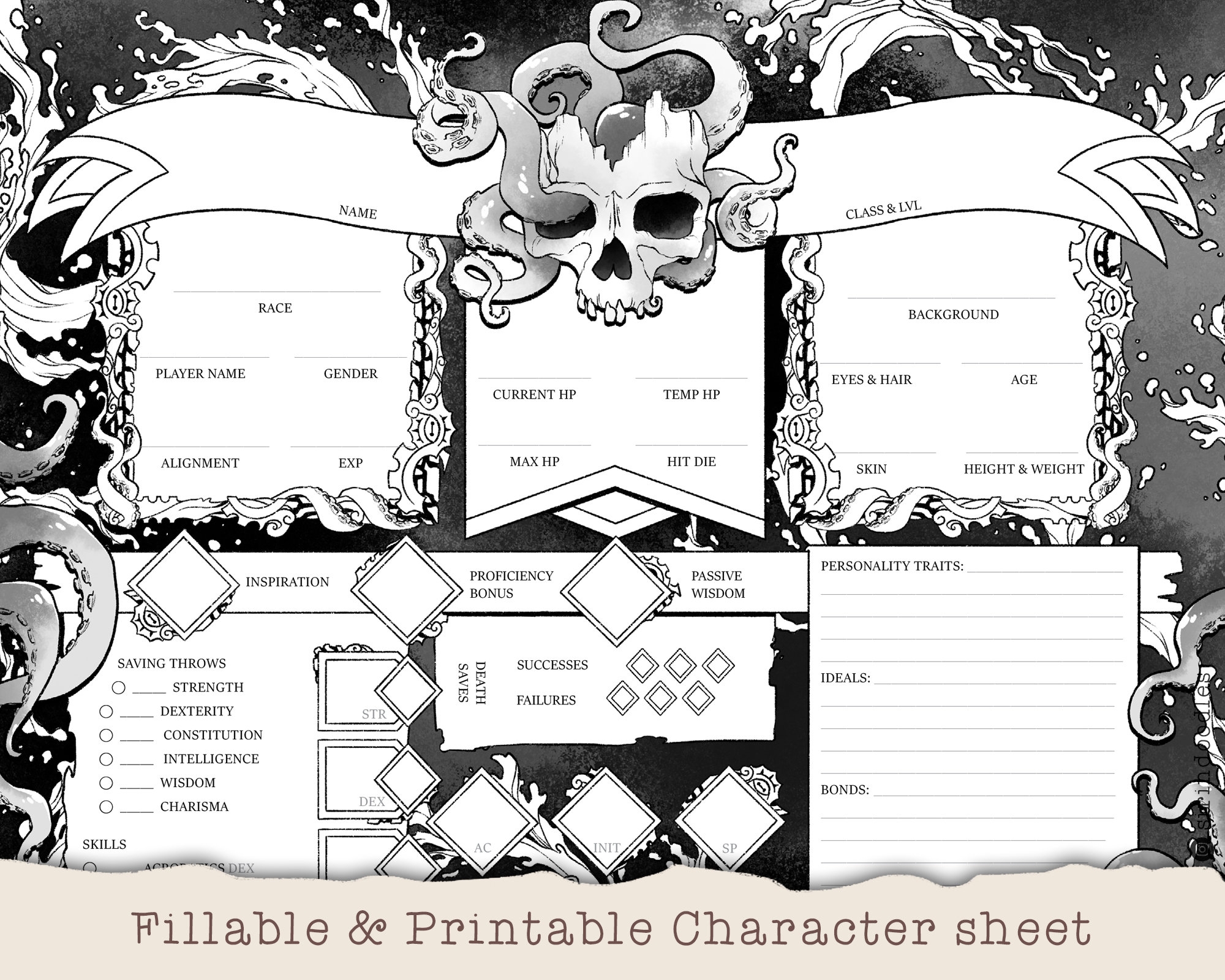 Printable D U0026 D Character Sheets Etsy