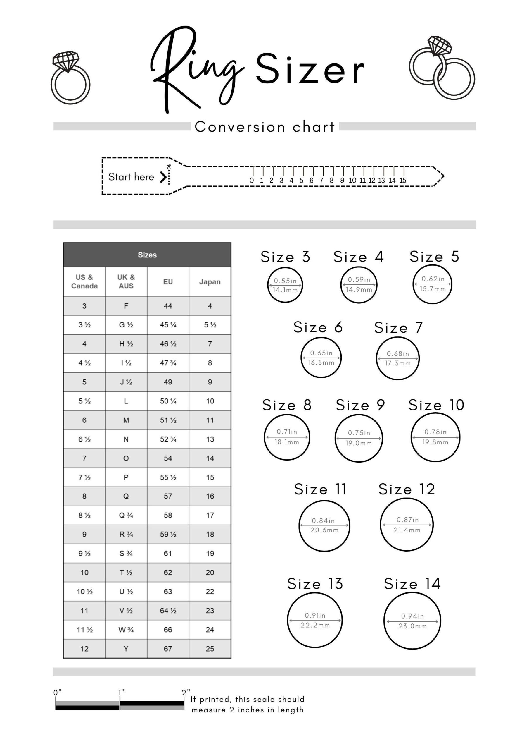 Printable Finger Sizer Buy Printable Ring Sizer Accurate Ring Size Finder Measuring