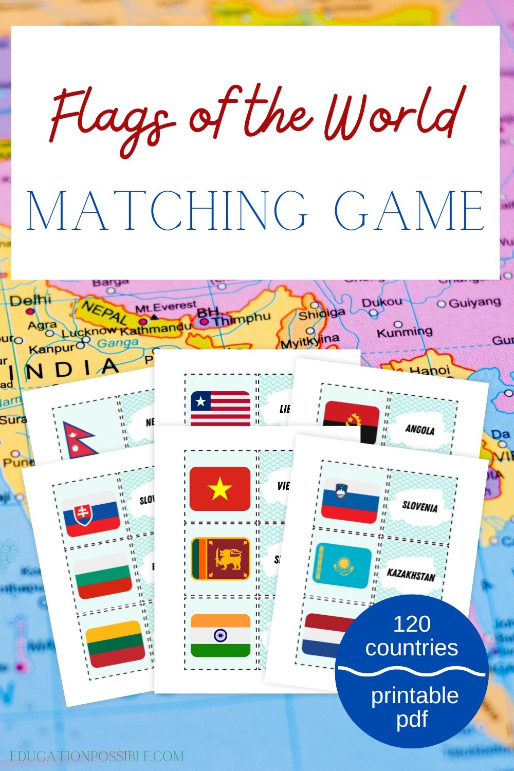 Printable Flags Of The World Matching Game
