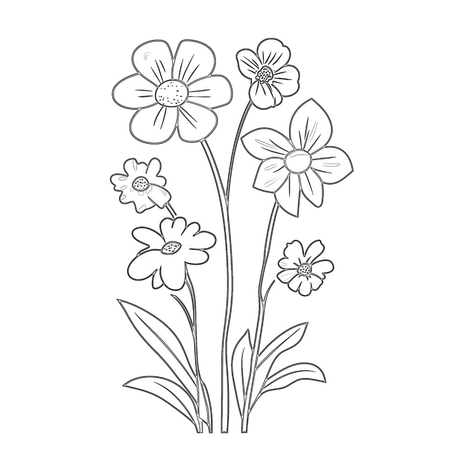 printable easy flower coloring pages