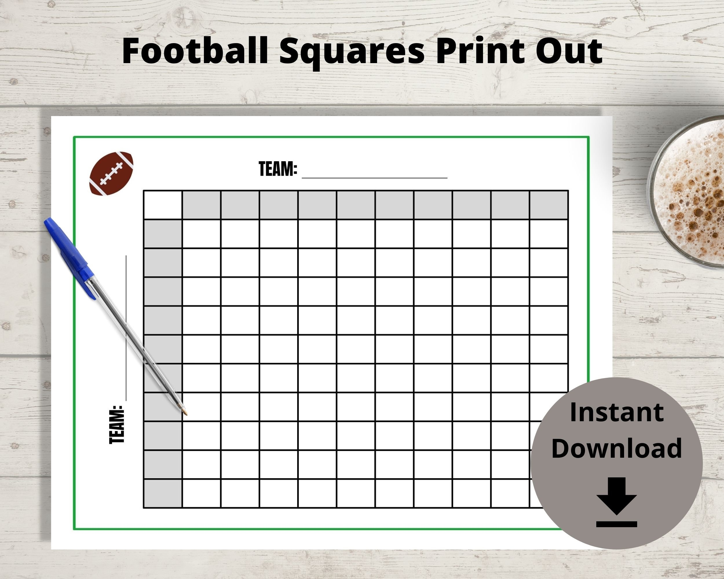 Printable Football Squares Game Football Pool Template The Big Game Party Game Etsy Printable Football Squares Game Football Pool Template The Big Game Party Game Etsy