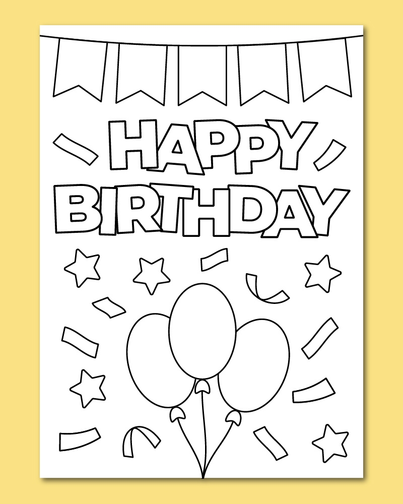 Free Printable Birthday Cards For Kids To Color