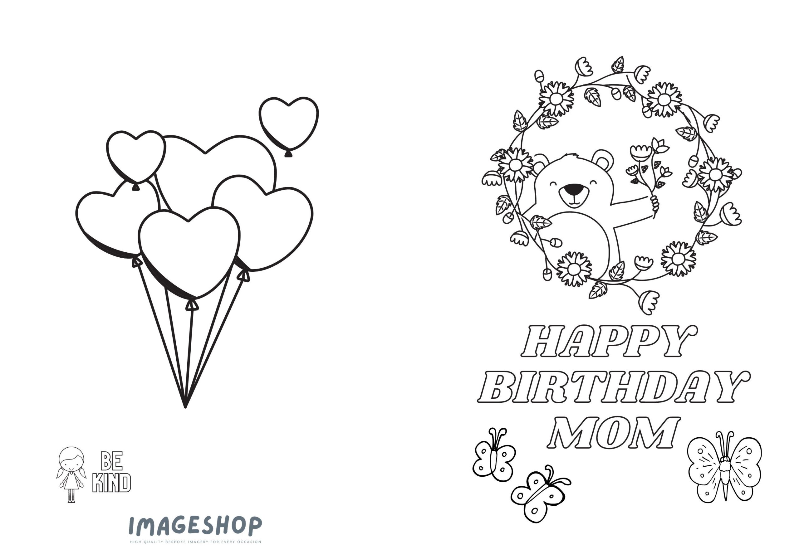 Printable Happy Birthday Mom mum Colouring In Card Printable Digital Download Gift Card Happy Birthday Card Instant Download Etsy Ireland