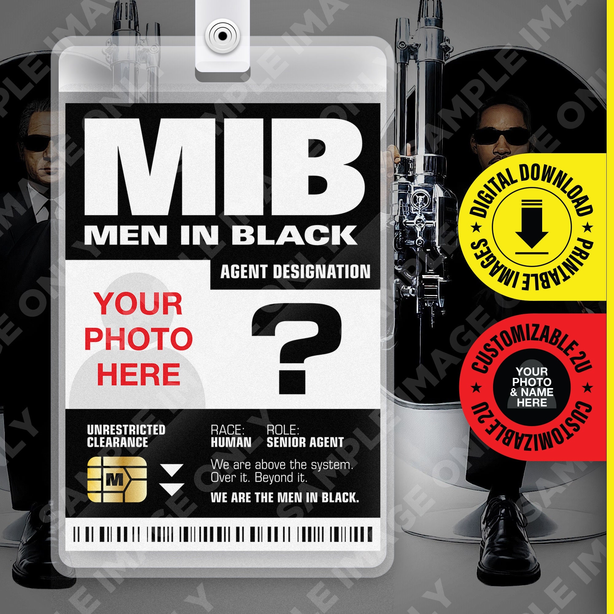 Printable Id Badge Mib Etsy UK