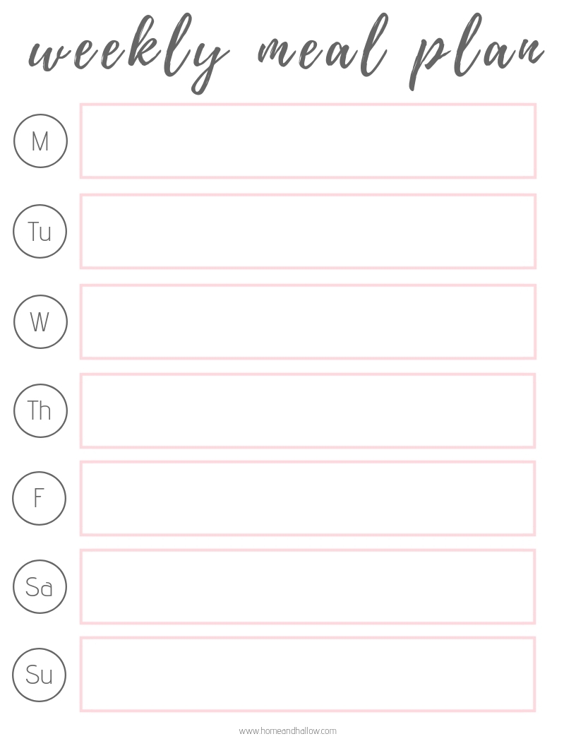 free printable weekly meal plan template