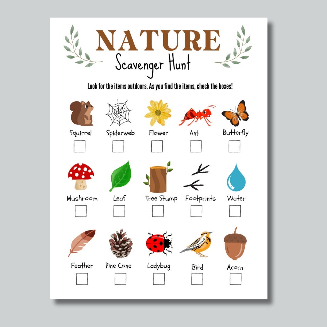 printable scavenger hunt for kids