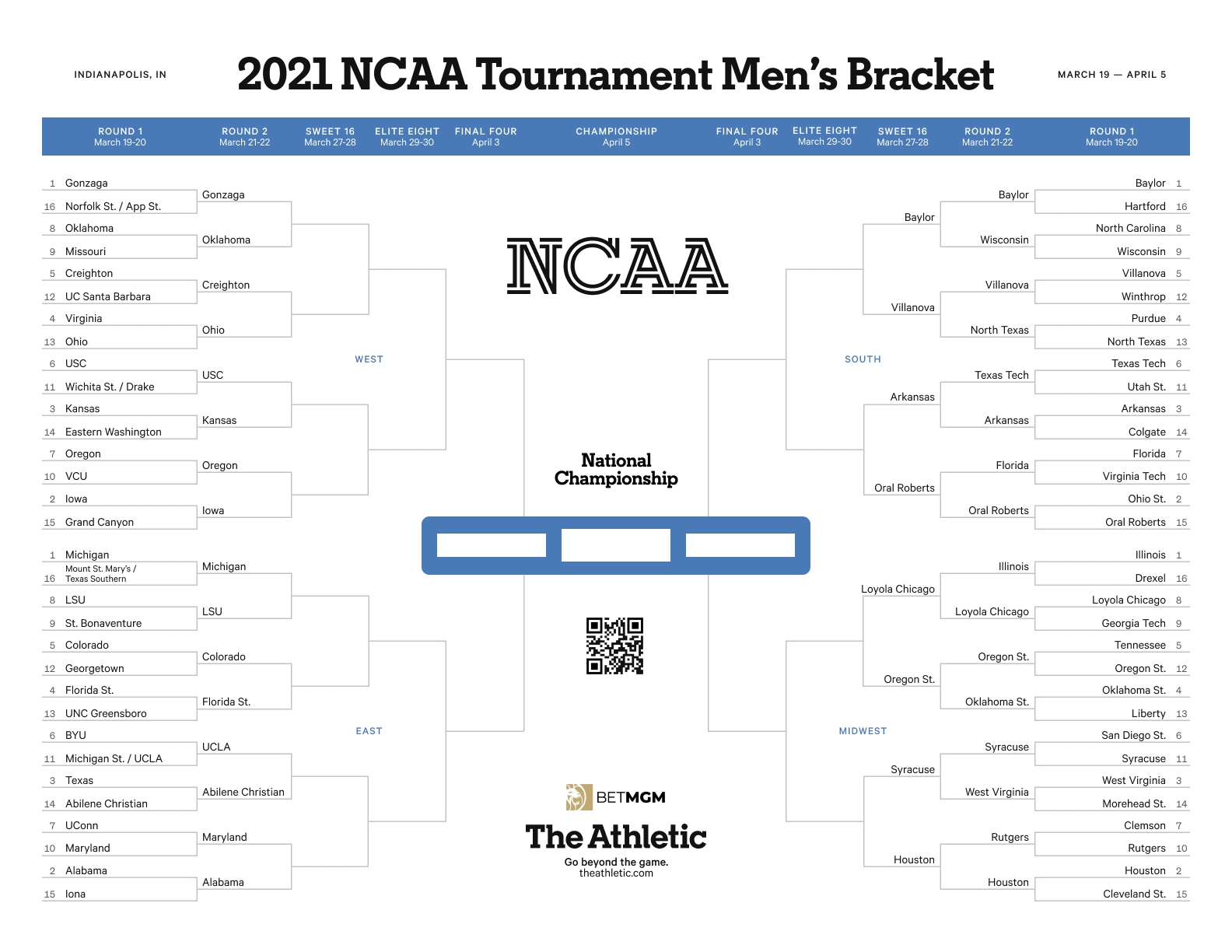 Printable NCAA Tournament Bracket Download A Fillable Copy Of The Men s 2021 March Madness Basketball Bracket Pdf The Athletic Printable NCAA Tournament Bracket Download A Fillable Copy Of The Men s 2021 March Madness Basketball Bracket Pdf The Athletic