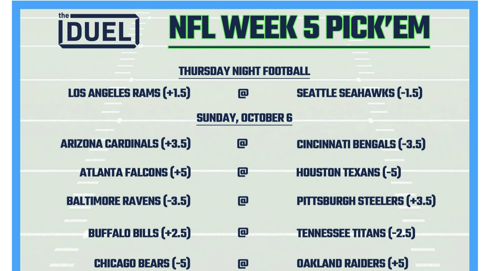 Week 5 Nfl Printable Schedule