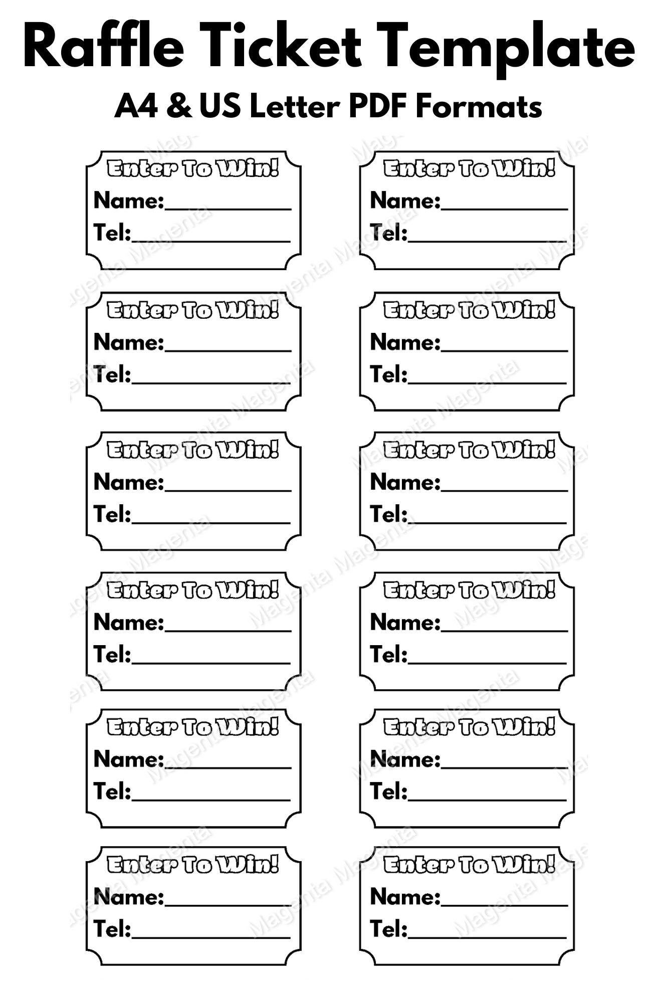 Printable Raffle Ticket Template A0 A1 A2 A3 A4 U0026 US Letter PDF Formats Etsy New Zealand