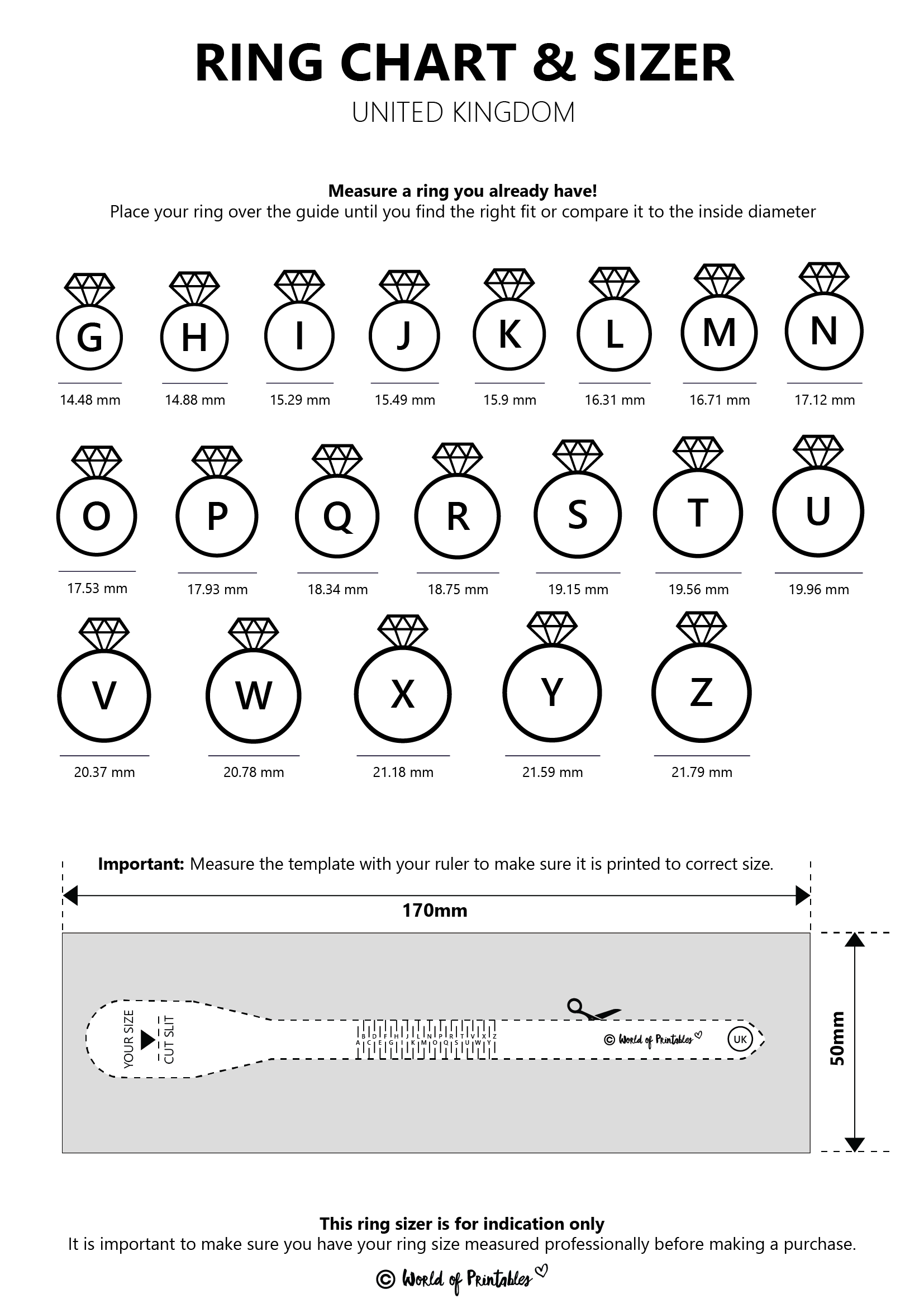 printable ring sizer