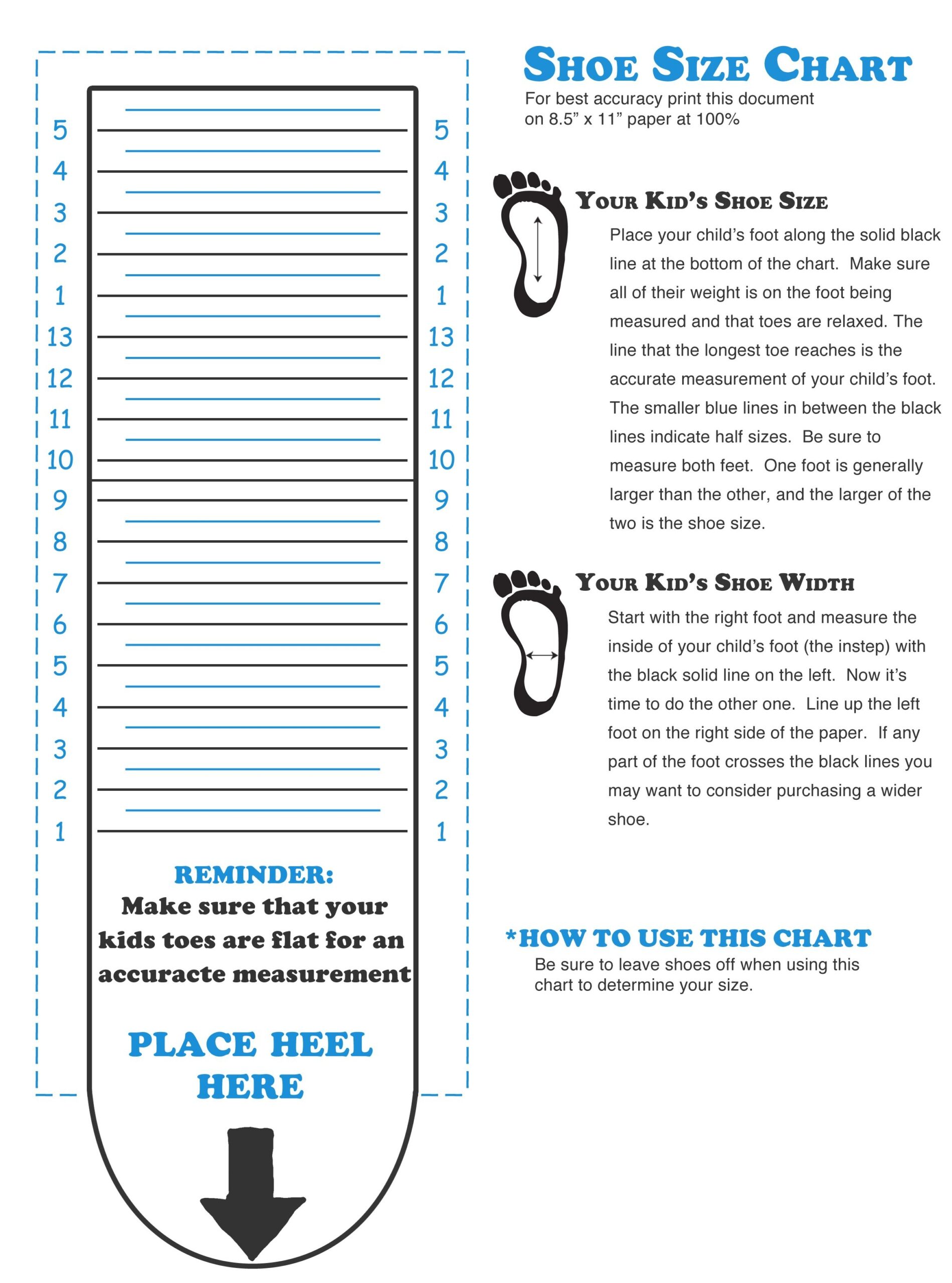 Printable Shoe Chart Little Kid Shoe Size Conversion Best Sale