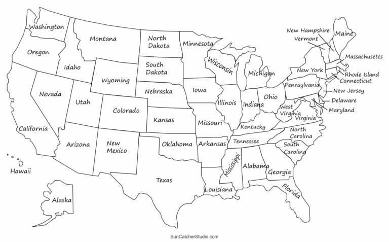 Free Printable United States Map With State Names - Jenny Blog