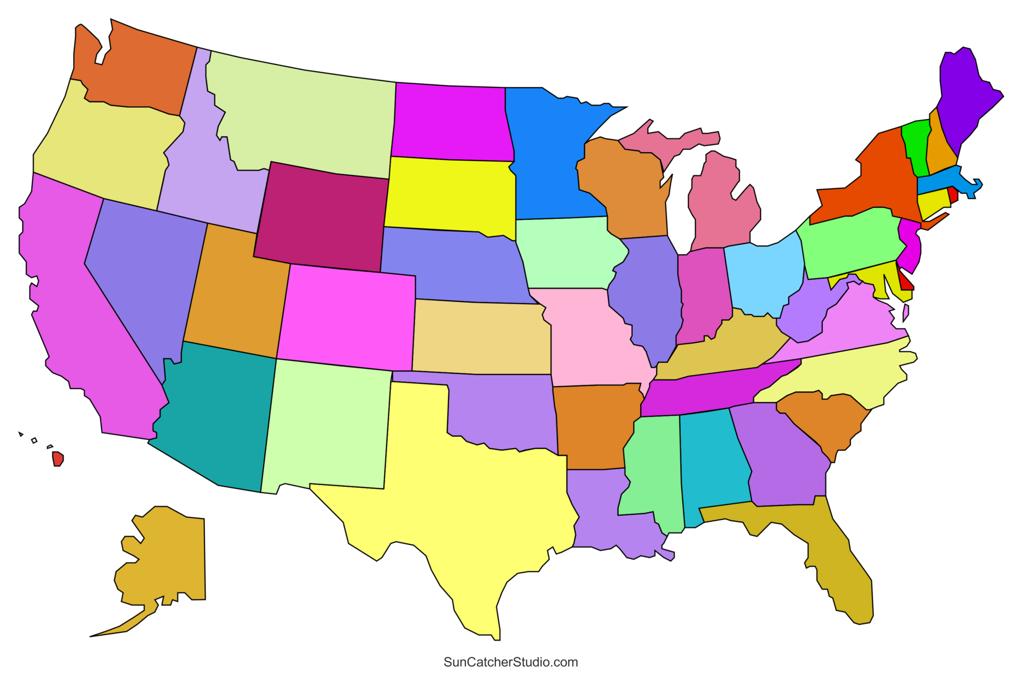 map of the united states black and white printable
