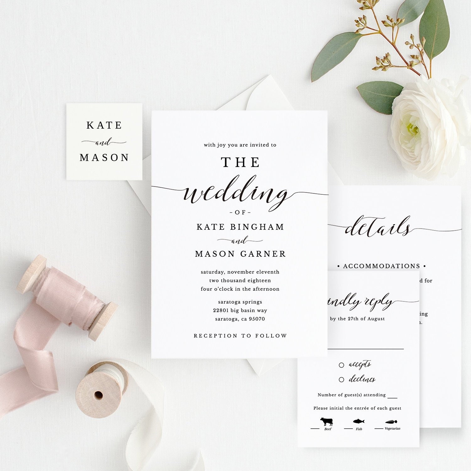 Printable Wedding Invitation Template Wedding Invitation Set DIY Worksheets Library